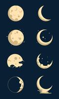 Collection of different moon illustrations vector