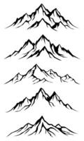 Collection of different mountain outlines vector