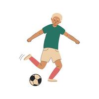 Cartoon character, Boy soccer football player. Hand drawn illustration vector
