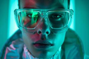 Handsome Fashion Male Model in eyewear with Neon Green Featured in a Modern Lifestyle portrait Background photo
