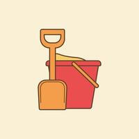 Shovel and Bucket Flat Design Clipart vector