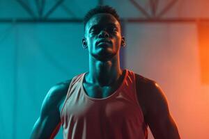 an athletic tank top with a sports court background Showcasing sporty style and modern design with a vibrant dynamic edge photo