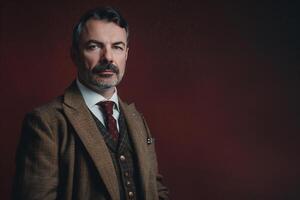 Trendy Lifestyle portrait Featuring Male in Vintage Suit Timeless Fashion StateMalet with a Modern Appeal photo