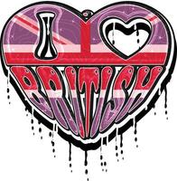 I Love British Hand Lettering Graffiti Template vector