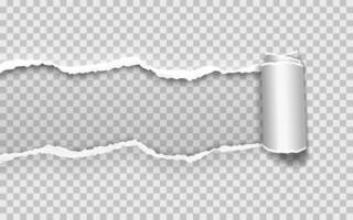 Realistic torn paper edges with rolled edge and shadows. vector