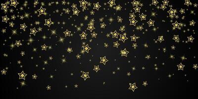 Golden falling stars confetti isolated on black background. Abstract festive shiny background. vector