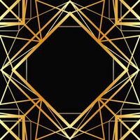 Golden decorative empty frame. Art Deco square line art border for social media, post card, banner on black vector