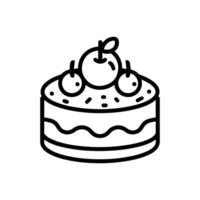 Cake icon or modern line symbol. line art and icon design with bold outline. Black and white Pixel Perfect minimalistic symbol isolated white background. Silhouette simple thin sign vector