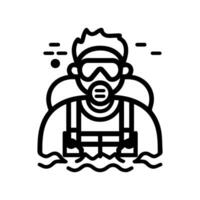 Scuba Diving icon or modern line symbol. line art and icon design with bold outline. Black and white Pixel Perfect minimalistic symbol isolated white background. Silhouette simple thin sign vector