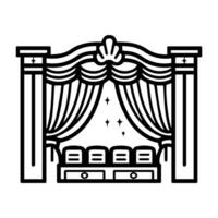 Theater icon or modern line symbol. line art and icon design with bold outline. Black and white Pixel Perfect minimalistic symbol isolated white background. Silhouette simple thin sign vector