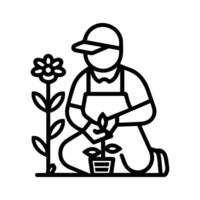 Gardener icon or modern line symbol. line art and icon design with bold outline. Black and white Pixel Perfect minimalistic symbol isolated white background. Silhouette simple thin sign vector