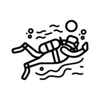 Scuba Diving icon or modern line symbol. line art and icon design with bold outline. Black and white Pixel Perfect minimalistic symbol isolated white background. Silhouette simple thin sign vector