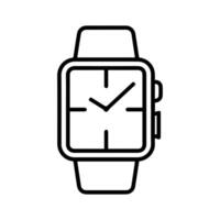 Smartwatch icon or modern line symbol. line art and icon design with bold outline. Black and white Pixel Perfect minimalistic symbol isolated white background. Silhouette simple thin sign vector