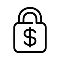Money Secure icon or modern line symbol. line art and icon design with bold outline. Black and white Pixel Perfect minimalistic symbol isolated white background. Silhouette simple thin sign vector