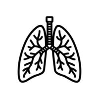 Lungs Cancer icon or modern line symbol. line art and icon design with bold outline. Black and white Pixel Perfect minimalistic symbol isolated white background. Silhouette simple thin sign vector