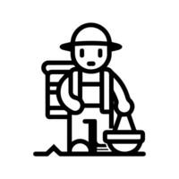 Archeologist icon or modern line symbol. line art and icon design with bold outline. Black and white Pixel Perfect minimalistic symbol isolated white background. Silhouette simple thin sign vector