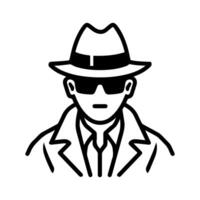 Detective icon or modern line symbol. line art and icon design with bold outline. Black and white Pixel Perfect minimalistic symbol isolated white background. Silhouette simple thin sign vector