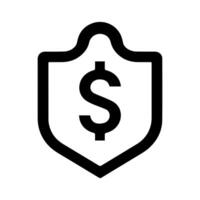 Money Secure icon or modern line symbol. line art and icon design with bold outline. Black and white Pixel Perfect minimalistic symbol isolated white background. Silhouette simple thin sign vector