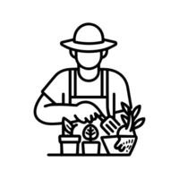 Gardener icon or modern line symbol. line art and icon design with bold outline. Black and white Pixel Perfect minimalistic symbol isolated white background. Silhouette simple thin sign vector