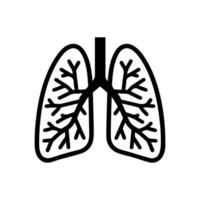 Lungs Cancer icon or modern line symbol. line art and icon design with bold outline. Black and white Pixel Perfect minimalistic symbol isolated white background. Silhouette simple thin sign vector