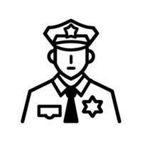 Policeman icon or modern line symbol. line art and icon design with bold outline. Black and white Pixel Perfect minimalistic symbol isolated white background. Silhouette simple thin sign vector