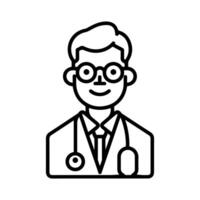 Doctor icon or modern line symbol. line art and icon design with bold outline. Black and white Pixel Perfect minimalistic symbol isolated white background. Silhouette simple thin sign vector