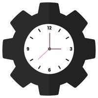 Flat illustration of cog wheel and watch deadline isolated on white background. vector
