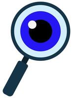 Magnifier with eye flat icon isolated on white background. vector