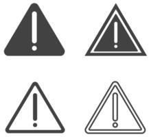 Warning flat icon set isolated on white background. vector