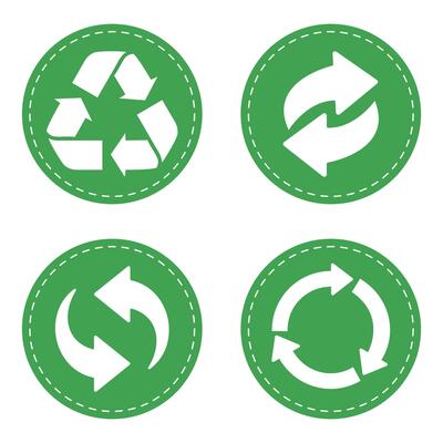 Recycle icon set isolated on white background.