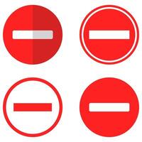 Stop icon set with red color inside isolated on white background. vector