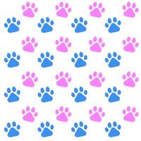 Paw print seamless isolated on white background. vector