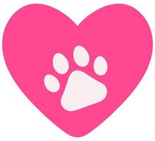 Paw print in the heart isolated on white background. vector