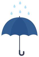 Blue umbrella with rain isolated on white background. vector