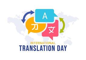 World Translator or Translation Language Day Illustration with Hello Greetings in Different Countries and Multilingual International Communication vector