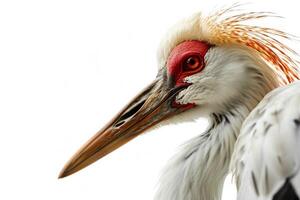 Siberian Crane bird in studio isolated on white background photo