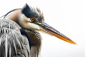 Great Blue heron bird in studio isolated on white background photo