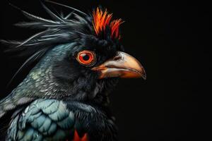 Crested myna in studio isolated on black background photo