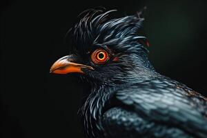 Hill myna in studio isolated on black background photo