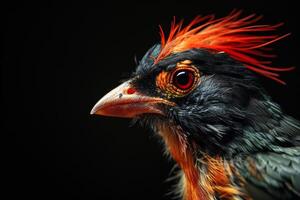 Crested myna in studio isolated on black background photo