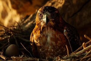 Javan Hawk Eagle bird on the rooted in natural habitat photo