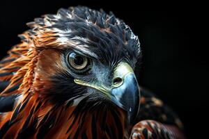 Javan Hawk Eagle bird in studio isolated on black background photo