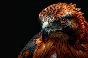 Javan Hawk Eagle bird in studio isolated on black background photo
