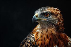 Javan Hawk Eagle bird in studio isolated on black background photo