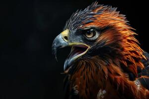 Javan Hawk Eagle bird in studio isolated on black background photo