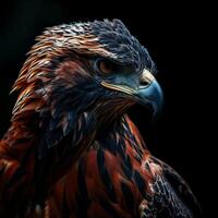 Javan Hawk Eagle bird in studio isolated on black background photo