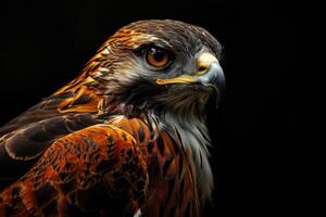 javanese hawk Eagle bird in studio isolated on black background photo