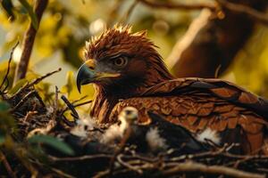 javanese Eagle bird on the rooted in natural habitat photo