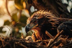 javanese Eagle bird on the rooted in natural habitat photo