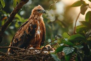 javanese Eagle bird on the rooted in natural habitat photo